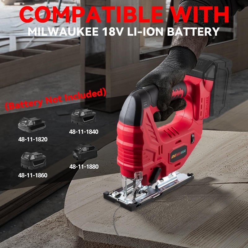 DEMIMA Cordless Jig Saw for Milwaukee M18 Battery, 7 Speed Variable ​​Up to 3200RPM, LED Light, 45° Bevel Cuts, 3 Orbital Motions, with Jig Saw Blade for Straight/Curve/Circle Cutting(Battery Not Include) - Image 3